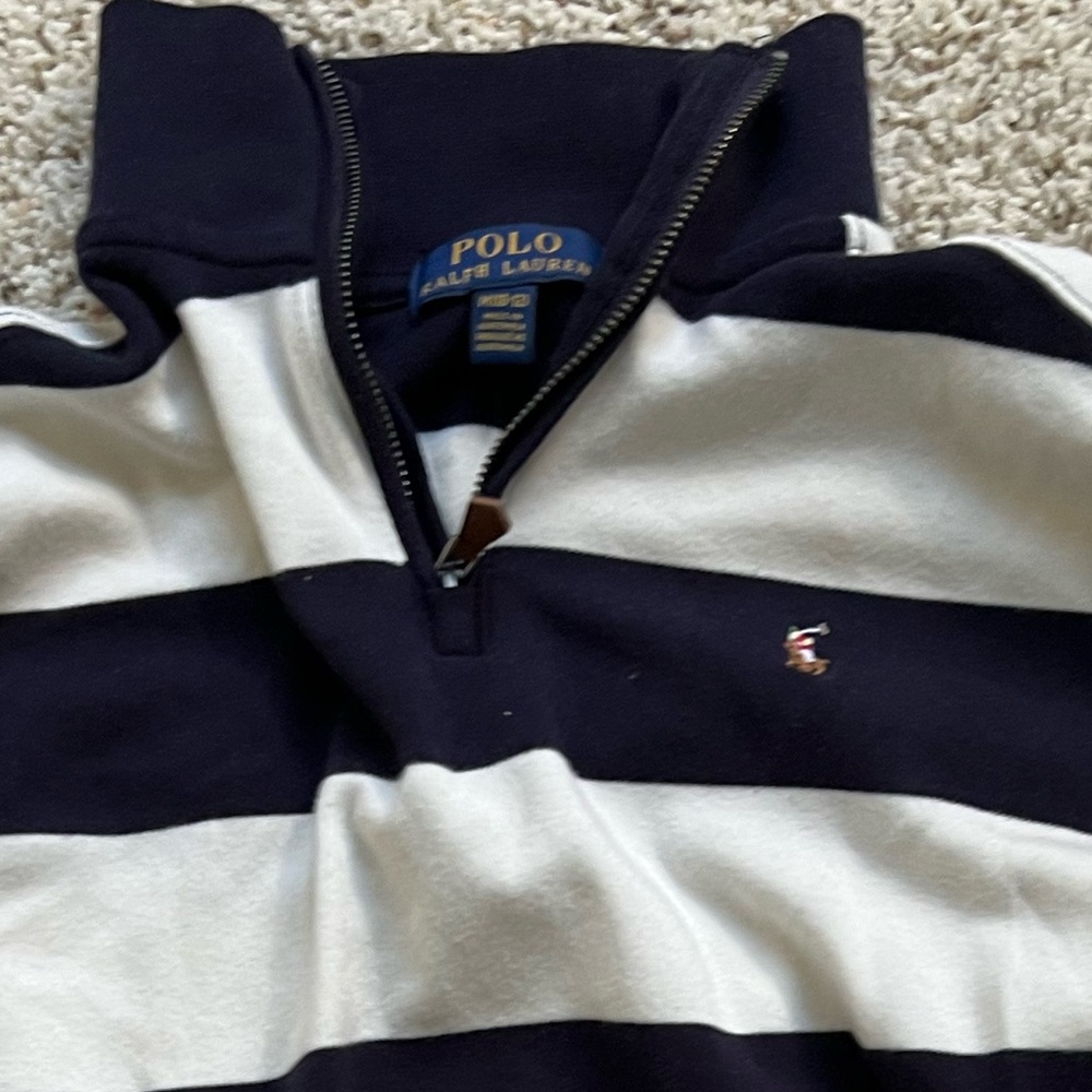 Polo Ralph Lauren 1/4 Zip Sweater Boys Youth Medium 10-12 - Long Sleeve Striped